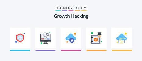 dataintrång platt 5 ikon packa Inklusive binär. säker. moln. hacker. låda. kreativ ikoner design vektor