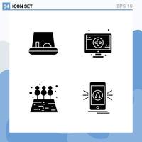 4 kreativ ikoner modern tecken och symboler av trampa app övervaka trädgård gps redigerbar vektor design element