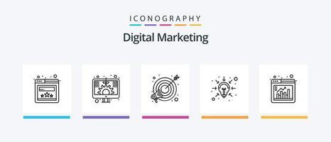 Digital Marketing Linie 5 Symbol Pack einschließlich Team. fördern. seo. Marketing. Daten. kreativ Symbole Design vektor