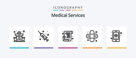 medizinisch Dienstleistungen Linie 5 Symbol Pack einschließlich . Bericht. Rad. medizinisch. medizinisch. kreativ Symbole Design vektor