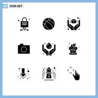 uppsättning av 9 modern ui ikoner symboler tecken för vård Foto bra bild produkt redigerbar vektor design element