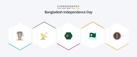 bangladesh oberoende dag 25 platt ikon packa Inklusive bangladesh. asiatiska. asiatiska. flagga. flagga vektor