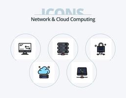 nätverk och moln datoranvändning linje fylld ikon packa 5 ikon design. datoranvändning. hammare. teknologi. databaser. överföra vektor