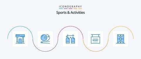 sporter och aktiviteter blå 5 ikon packa Inklusive sporter. information. sporter. info. gas vektor