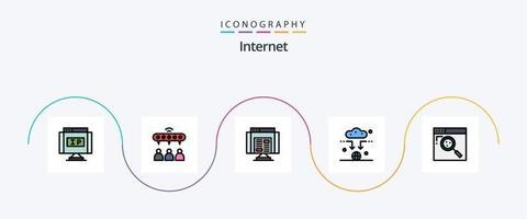 Internet Linie gefüllt eben 5 Symbol Pack einschließlich Internet. W-lan. Anwendung. Signal. Antenne vektor