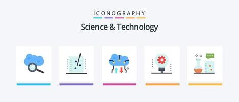 Wissenschaft und Technologie eben 5 Symbol Pack einschließlich Elektronik. ai. chemisch Labor. online Lagerung. Wolke Lagerung. kreativ Symbole Design vektor