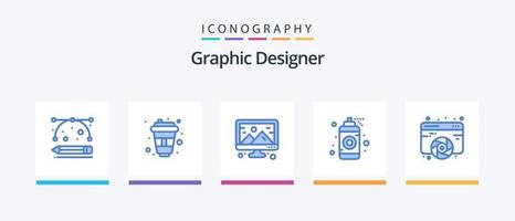 Grafik Designer Blau 5 Symbol Pack einschließlich Entwerfen. sprühen. kreativ. Idee. Designer. kreativ Symbole Design vektor