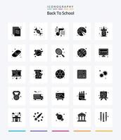 kreativ zurück zu Schule 25 Glyphe solide schwarz Symbol Pack eine solche wie Klassenzimmer. Zeichnung. genetisch. Farbe. Schule vektor