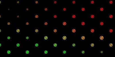 dunkelgrünes, rotes Vektormuster mit Coronavirus-Elementen. vektor