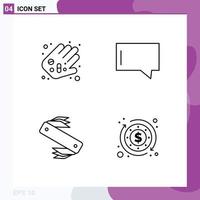 4 kreativ ikoner modern tecken och symboler av hand camping piller meddelande ficka redigerbar vektor design element