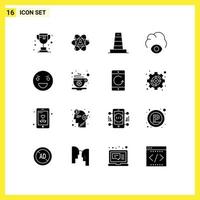Lager Vektor Symbol Pack von 16 Linie Zeichen und Symbole zum böse Auge Leistung Wolke Technologie editierbar Vektor Design Elemente
