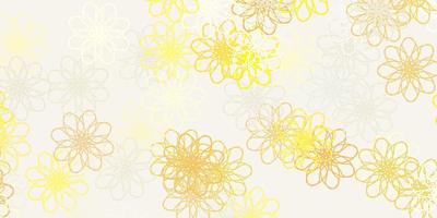 ljus orange vektor doodle textur med blommor.