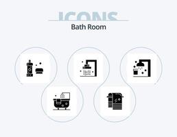 bad rum glyf ikon packa 5 ikon design. . dusch. dusch. rena. avtorkning vektor