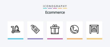 E-Commerce Linie 5 Symbol Pack einschließlich Geschäft. Wagen. E-Commerce. Schild. Etikett. kreativ Symbole Design vektor