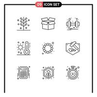 9 kreativ Symbole modern Zeichen und Symbole von Perlen Thermometer Hantel Sommer- Celsius editierbar Vektor Design Elemente