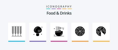 Essen und Getränke Glyphe 5 Symbol Pack einschließlich Pizza. Lebensmittel. Kochen. Pizza. Snack. kreativ Symbole Design vektor