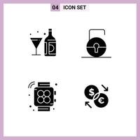 4 kreativ Symbole modern Zeichen und Symbole von trinken Einzeigeruhr Flasche sperren Pad Fitnessstudio editierbar Vektor Design Elemente