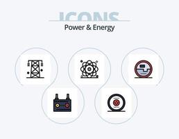 kraft och energi linje fylld ikon packa 5 ikon design. kärn. energi. kraft. atom. kraft vektor