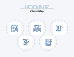 Chemie Blau Symbol Pack 5 Symbol Design. Grad. Gas. Zwischenablage. Labor. Chemie vektor