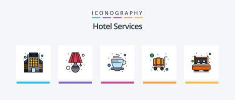 Hotel Dienstleistungen Linie gefüllt 5 Symbol Pack einschließlich Bad. Aufhänger. doppelt. Service. Prämie. kreativ Symbole Design vektor