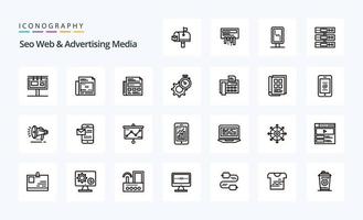 25 SEO Netz und Werbung Medien Linie Symbol Pack vektor