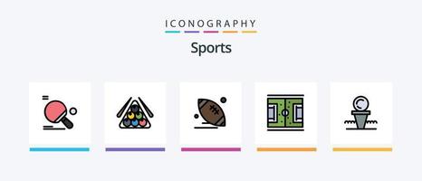 sporter linje fylld 5 ikon packa Inklusive vinter. hockey. Gym. lyft. kondition. kreativ ikoner design vektor