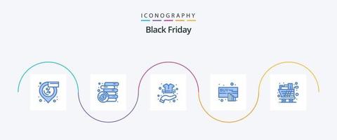 svart fredag blå 5 ikon packa Inklusive vagn. hand. köpa. klick. skjorta vektor