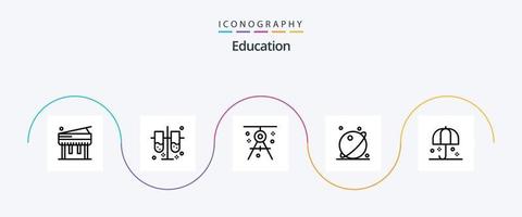 Bildung Linie 5 Symbol Pack einschließlich Versicherung. Raum. Kompass. Planet. Astronomie vektor