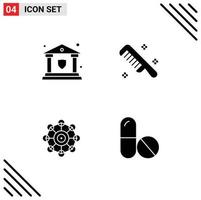 Benutzer Schnittstelle Pack von 4 Basic solide Glyphen von Bank Maschine Schild kosmetisch scince editierbar Vektor Design Elemente