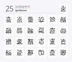 Spa Element 25 Linie Symbol Pack einschließlich Spa. Tafel. Lampe. Wasser. Flüssigkeit vektor