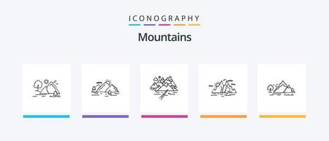 Berge Linie 5 Symbol Pack einschließlich Natur. hügel. Natur. Szene. Landschaft. kreativ Symbole Design vektor