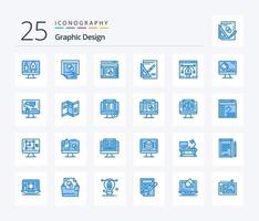 Grafik Design 25 Blau Farbe Symbol Pack einschließlich Design. Bildschirm. Kunstwerk. Format. Farbe vektor