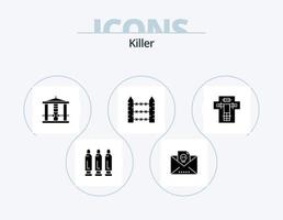 mördare glyf ikon packa 5 ikon design. säng. signal. halshugga. säkerhet. hullingförsedda vektor