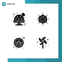 4 Benutzer Schnittstelle solide Glyphe Pack von modern Zeichen und Symbole von Guacamole Spielzeug Urlaub Münze Ventilator editierbar Vektor Design Elemente