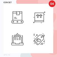 Lager Vektor Symbol Pack von 4 Linie Zeichen und Symbole zum Lieferung Geschäft Versand Paket Laptop editierbar Vektor Design Elemente