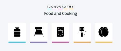 Essen Glyphe 5 Symbol Pack einschließlich Ei. Küche. Sitz. Lebensmittel. trinken. kreativ Symbole Design vektor