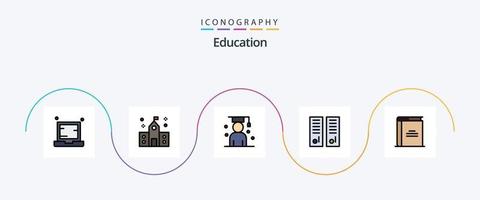 Bildung Linie gefüllt eben 5 Symbol Pack einschließlich Schließfächer Zimmer. Fitnessstudio Schließfach. vorbereitend. Student. Abschluss vektor