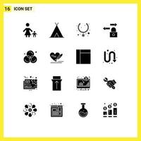 solide Glyphe Pack von 16 Universal- Symbole von Kreis der Verkehr Reise sperren Geschenk editierbar Vektor Design Elemente