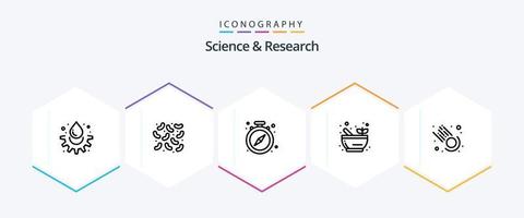 Wissenschaft 25 Linie Symbol Pack einschließlich . Meteor. stoppen. Komet. Wissenschaft vektor