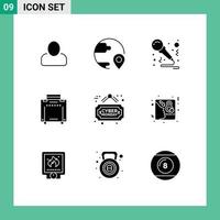 9 kreativ Symbole modern Zeichen und Symbole von Verkauf werben Geburtstag Reise Tasche editierbar Vektor Design Elemente