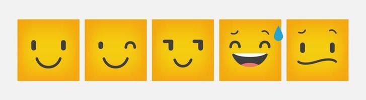 emoticon reaktion fyrkantig design platt uppsättning - vektor