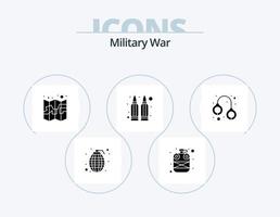 militär krig glyf ikon packa 5 ikon design. bricka. vapen. armén. skjuta. kulor vektor