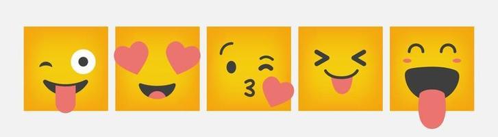 emoticon reaktion design fyrkantig uppsättning platt - vektor