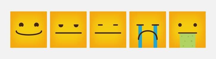 design emoticon fyrkantig reaktion platt uppsättning - vektor