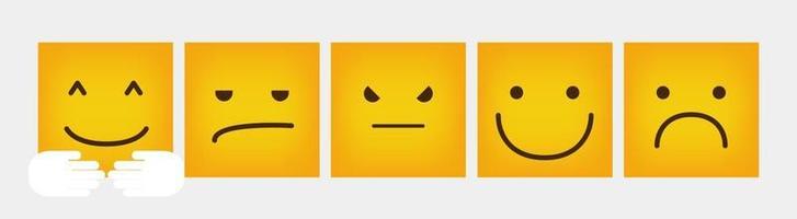 reaktion fyrkantig emoticon design platt uppsättning - vektor