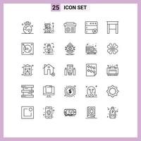 25 kreativ ikoner modern tecken och symboler av blanda möbel Utrustning skrivbord låsa redigerbar vektor design element