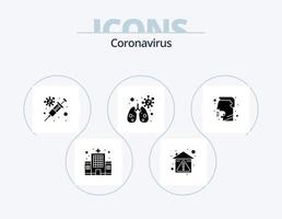 Coronavirus Glyphe Symbol Pack 5 Symbol Design. covid Gesundheit. Grippe. Virus. Anatomie vektor