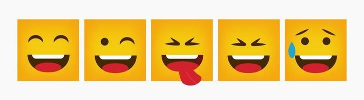 Reaktionsdesign quadratisches Emoticon flach gesetzt vektor