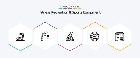 kondition rekreation och sporter Utrustning 25 linje ikon packa Inklusive snabb. diet. snabb. förbjudna. löpning vektor