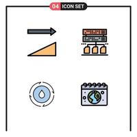 piktogram uppsättning av 4 enkel fylld linje platt färger av stigande natur säkerhetskopiering energi klot redigerbar vektor design element